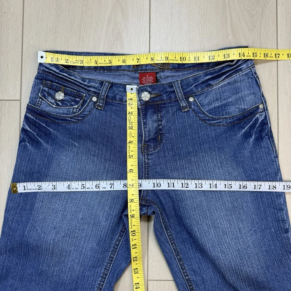 Y2K Nina Rossi Women Sz 5 Denim Bermuda Shorts Stretch Mid Rise Capri Blue Jeans